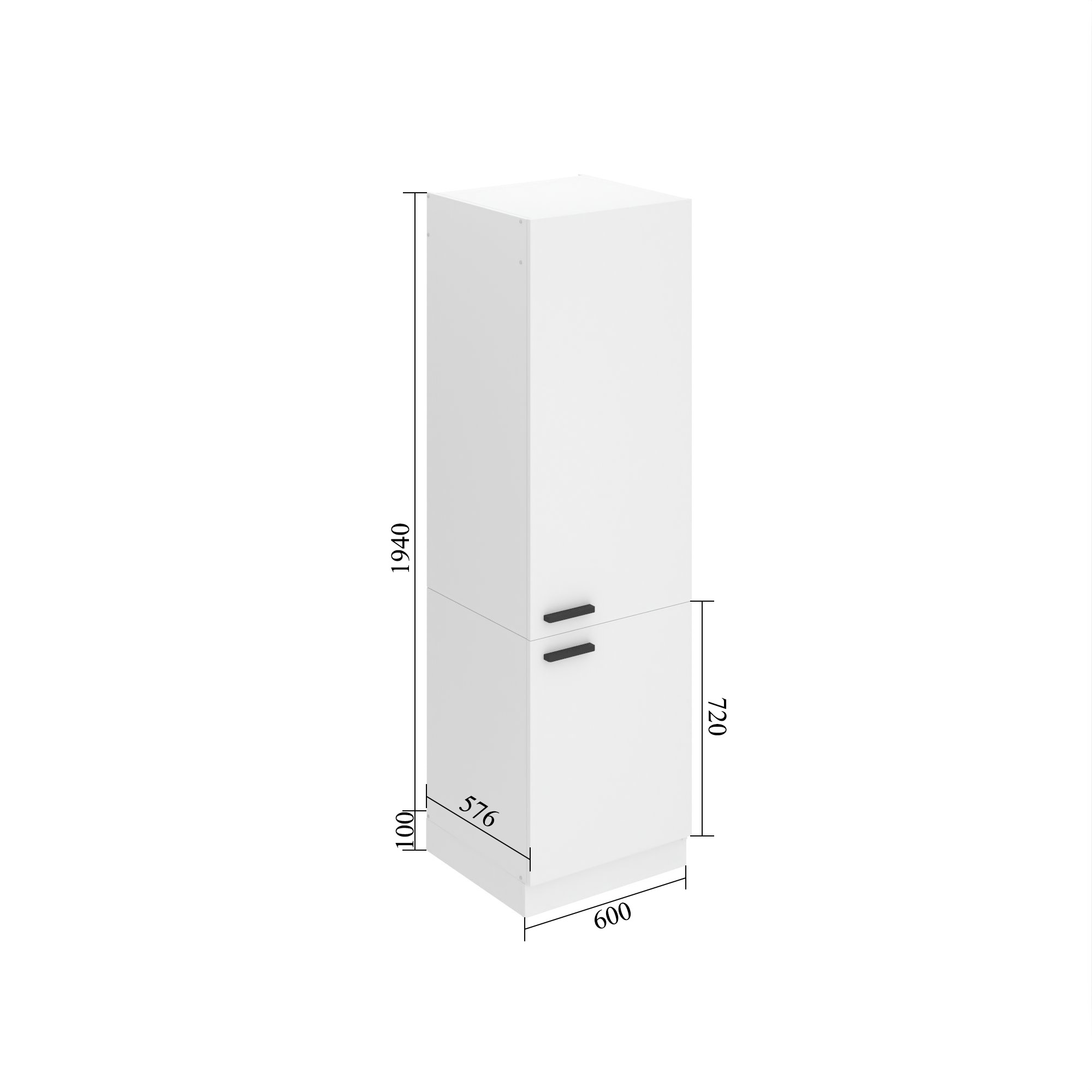 Corp de bucatarie inalt Belini Premium Full Version pentru frigider incorporabil 60 cm alb mat TOR SSL60/0/WT/WT/0/B1/PP