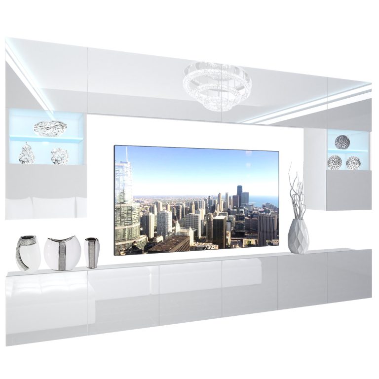 Perete sufragerie Belini Premium Full Version alb lucios + iluminare LED NEX 1/0/W/W/0/0/PP 