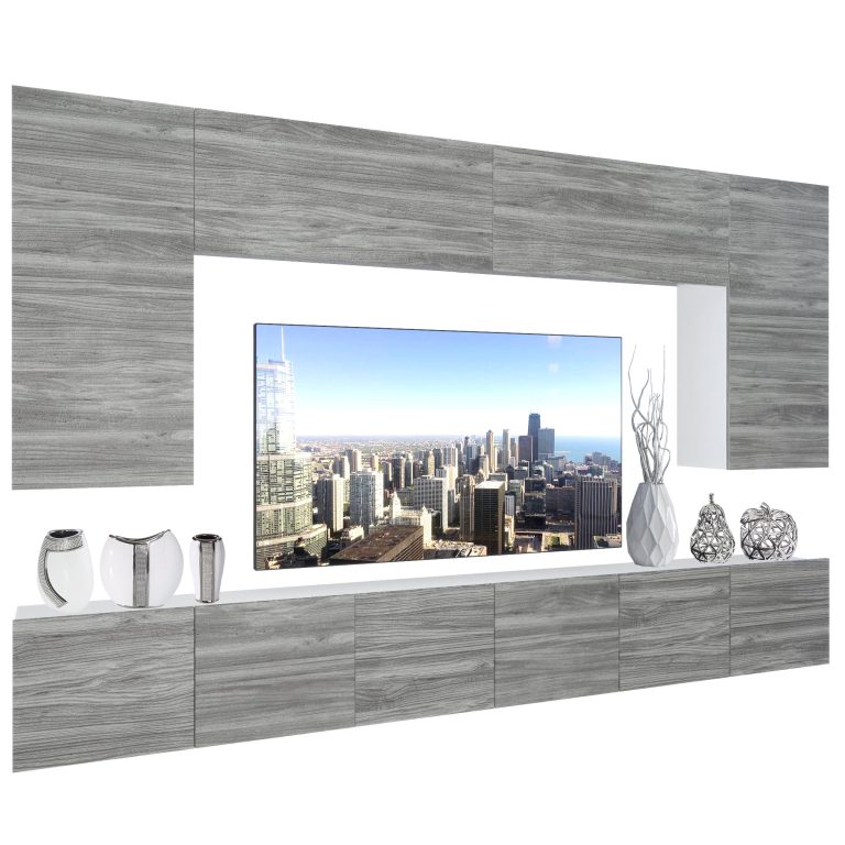 Mobila sufragerie  Belini Premium Full Version gri antracit Glamour Wood + iluminare LED NEX 2/0/W/GW1/0/0/PP