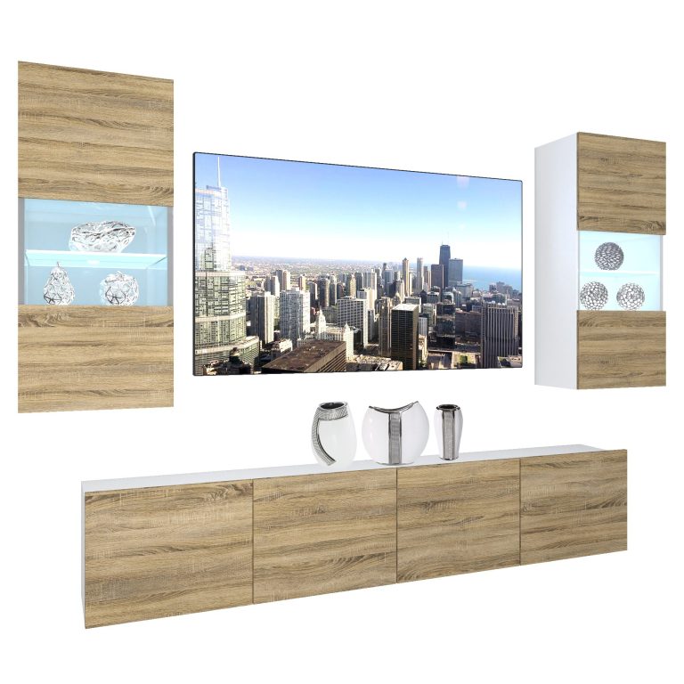Mobila sufragerie Belini Premium Full Version stejar sonoma + iluminare LED NEX 7/0/W/DS/0/0/PP