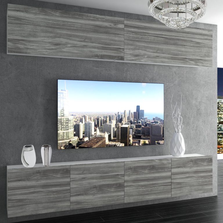 Mobila sufragerie Belini Premium Full Version gri antracit Glamour Wood + iluminare LED NEX 6/0/W/GW1/0/0/PP