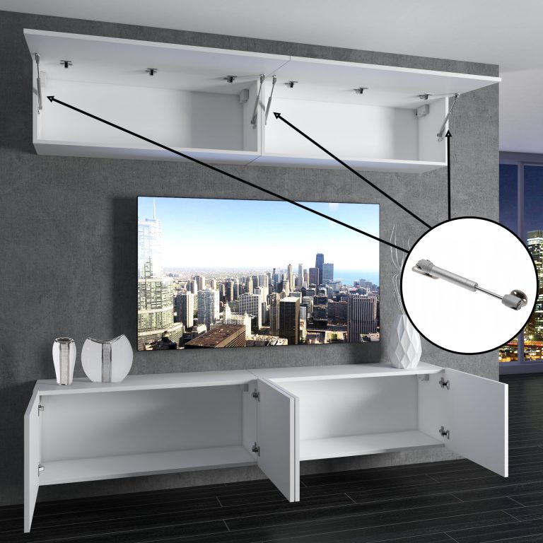 Set mobila sufragerie Belini Premium Full Version negru lucios / stejar wotan + iluminare LED NEX 1/0/W/BDW/0/0/PP
