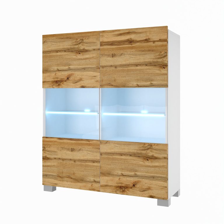 Comodă Belini Premium Full Version stejar wotan + iluminare LED NEX KOM1/1/W/DW/0/0