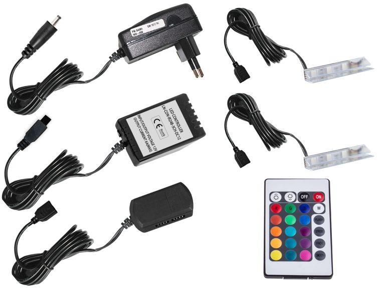 Comodă Belini Premium Full Version negru lucios / stejar wotan + iluminare LED NEX KOM1/1/W/BDW/0/0