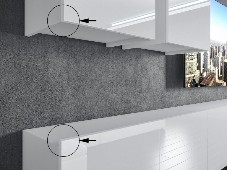 Comodă Belini Premium Full Version stejar wotan / negru lucios + iluminare LED NEX KOM1/1/W/DWB/0/0