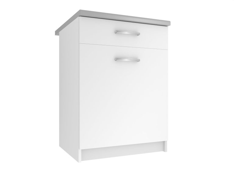 Corp de bucătărie Belini inferior cu sertare 60 cm alb mat cu blat  TOR SDSZ1-60/0/WT/WT/0/E
