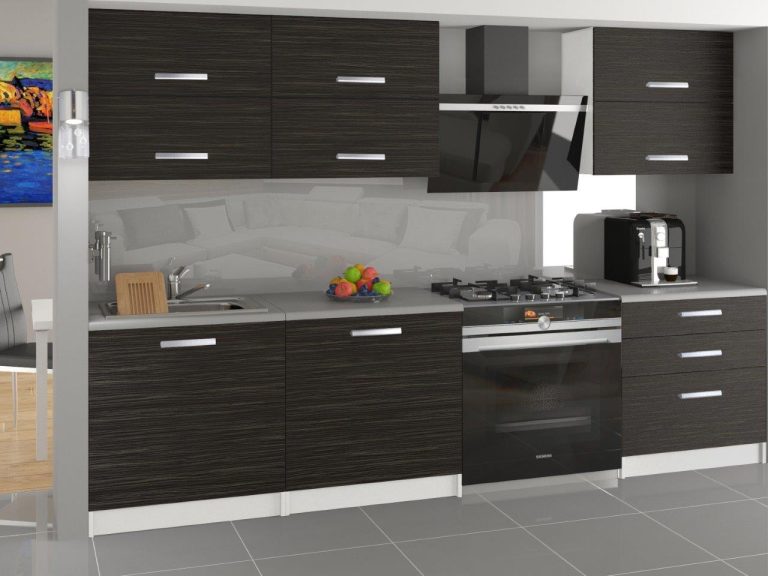 Mobila de bucatarie Belini 180 cm abanos regal cu blat TOR PRIMERA2/2/WT/HK/0/B1 