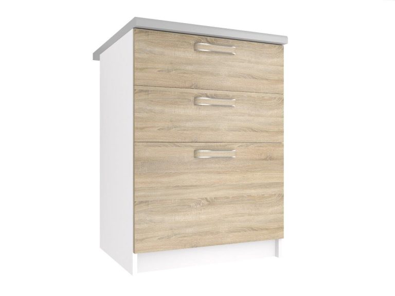 Corp de bucatarie inferior Belini cu sertare 60 cm stejar sonoma cu blat TOR SDSZ60/1/WT/DS/0/F
