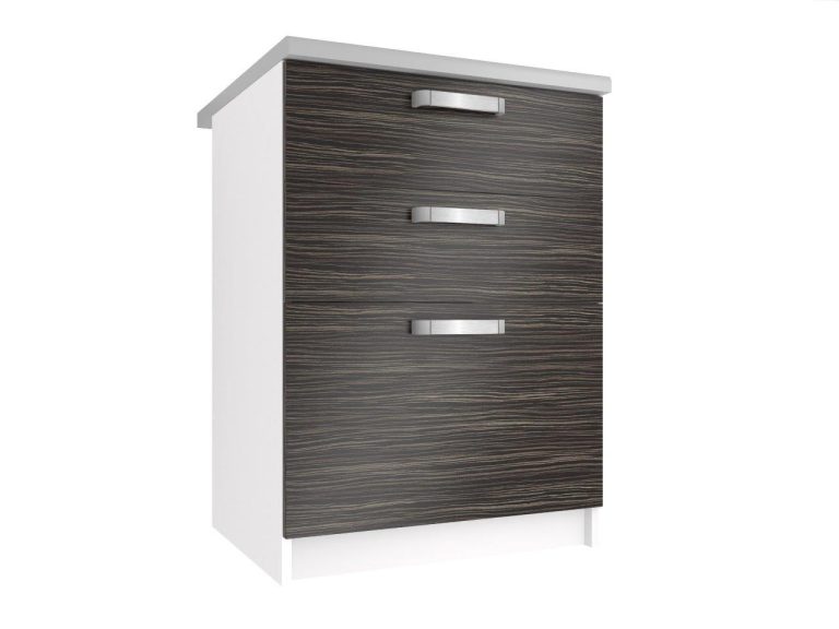 Corp de bucatarie inferior Belini cu sertare 60 cm abanos regal cu blat TOR SDSZ60/0/WT/HK/0/U