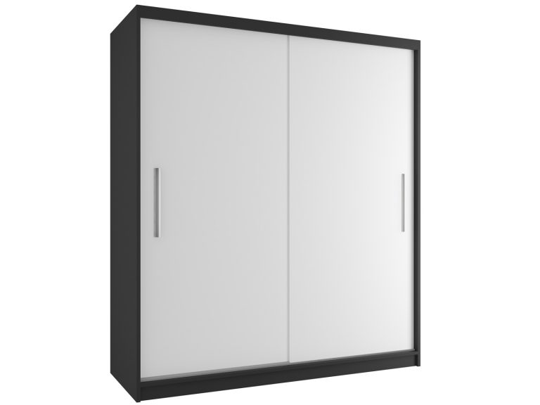 Dressing 158 cm Belini mat negru / mat alb cu usi glisante SI SZP3/1/B/W/0/AL