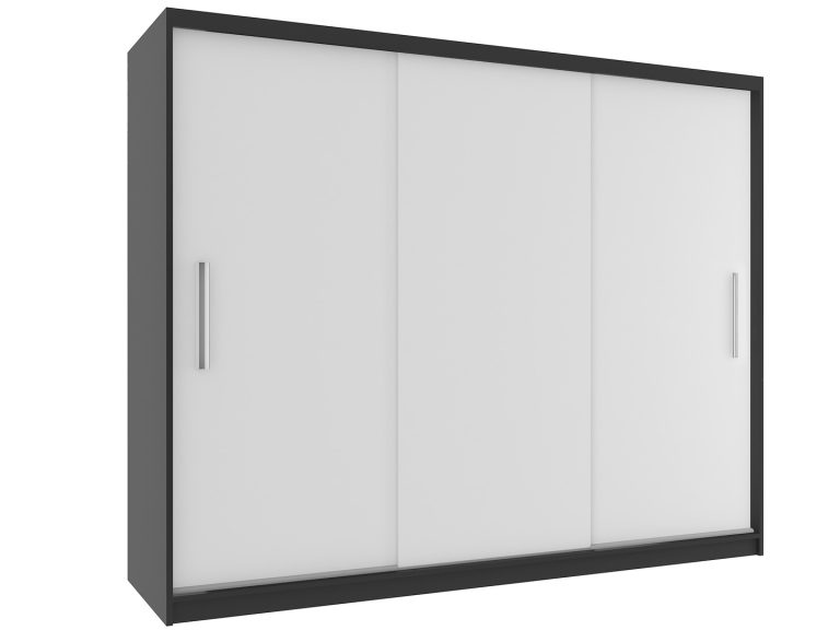 Dressing 232 cm Belini negru mat/alb mat cu usi glisante si oglinda SI SZP4/2/1B/3W/0/AL