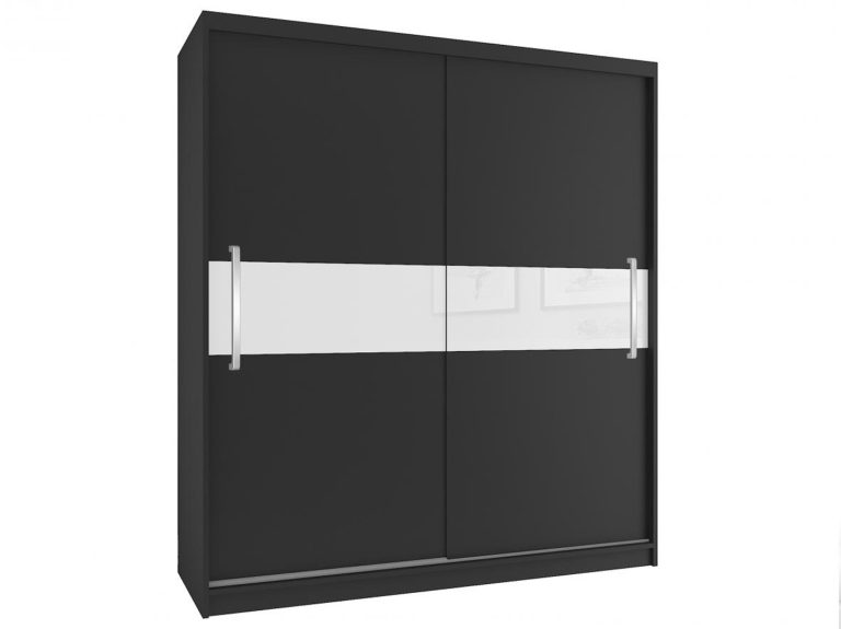 Dressing 133 cm Belini mat negru / mat alb cu usi glisante I SZP2/2/B/B/W/UU