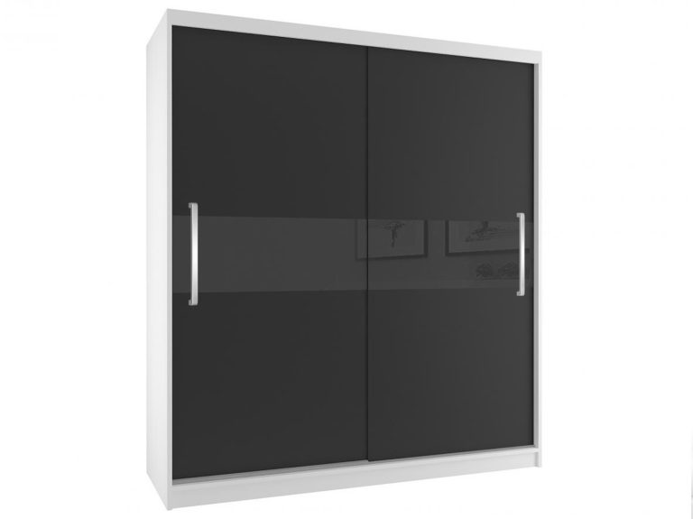 Dressing 133 cm Belini alb mat / negru mat cu usi glisante SI SZP2/2/W/B/B/UU