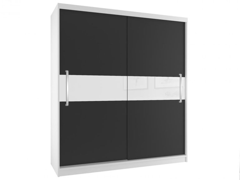 Dressing 133 cm Belini alb mat / negru mat cu usi glisante SI SZP2/2/W/B/W/UU