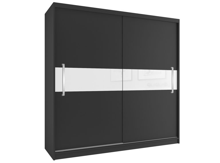 Dressing  200cm Belini mat negru cu usi glisante SI SZP1/2/B/B/W/UU