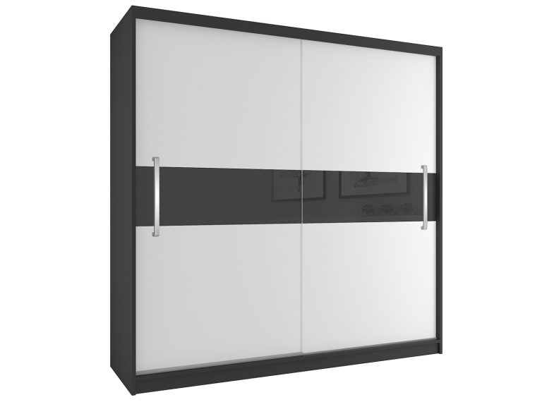 Dressing  200cm Belini mat negru/alb mat cu usi glisante SI SZP1/2/B/W/B/UU
