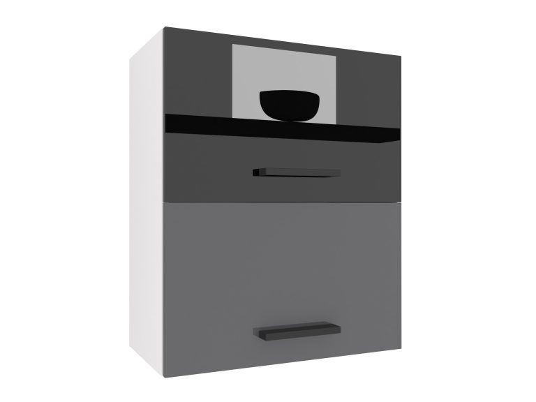 Corp de bucătărie Belini superior 60 cm negru lucios  / gri lucios INF SGP2-60/1/WT/BS/0/B1