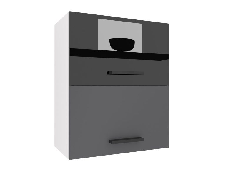 Corp de bucătărie Belini superior 60 cm negru lucios / gri mat INF SGP2-60/1/WT/BSR/0/B1