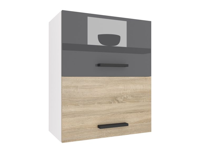 Corp de bucătărie Belini superior 60 cm gri lucios / stejar sonoma  INF SGP2-60/1/WT/SDS/0/B1