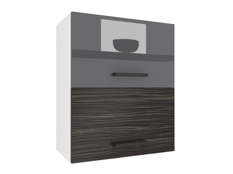 Corp de bucătărie Belini superior 60 cm gri lucios / abanos regal INF SGP2-60/1/WT/SHK/0/B1