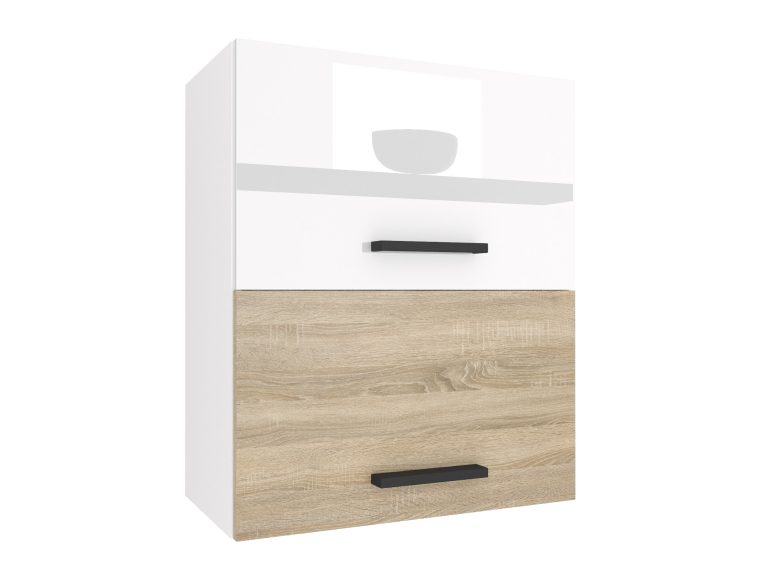 Corp de bucătărie Belini superior 60 cm gri lucios / stejar sonoma INF SGP2-60/1/WT/WDS/0/B1