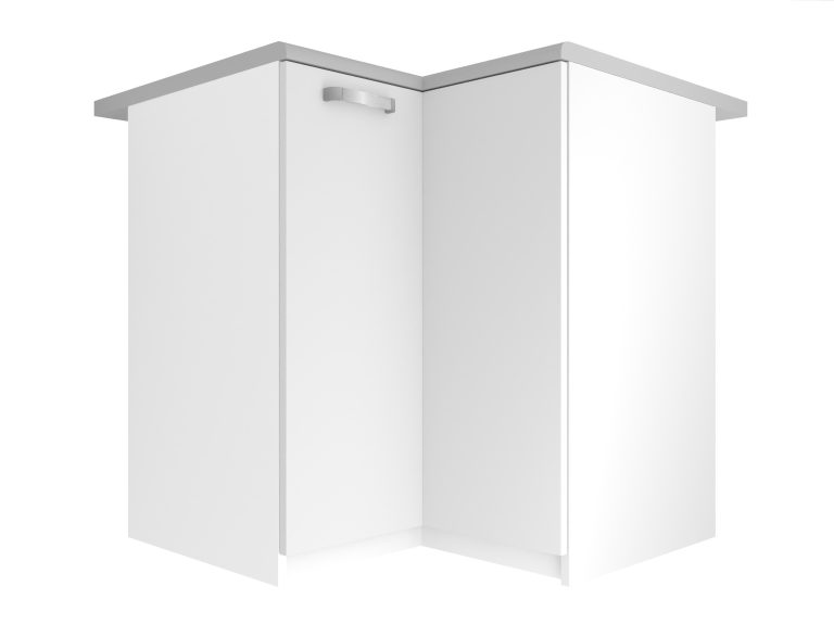 Corp de bucatarie inferior colt Belini 90 cm mat alb cu blat TOR SNP90/3/WT/WT/0/U