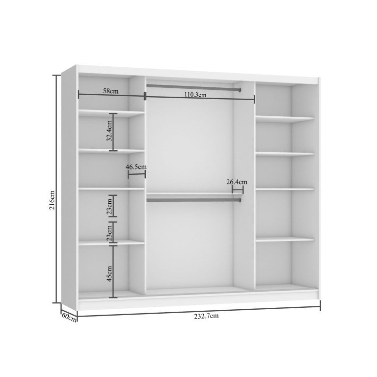 Dressing 232 cm cu oglindă, gri mat Producător MES PRIMO SZP4/2/1W/2SR1L/0/AL