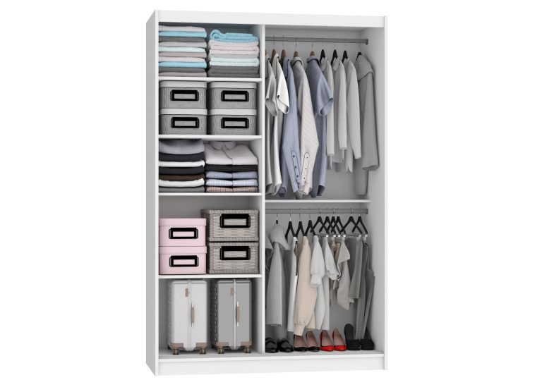 Dressing 133 cm Belini alb mat / stejar sonoma cu usi glisante si oglinda ME SZP2/2/W/DS/0/AL