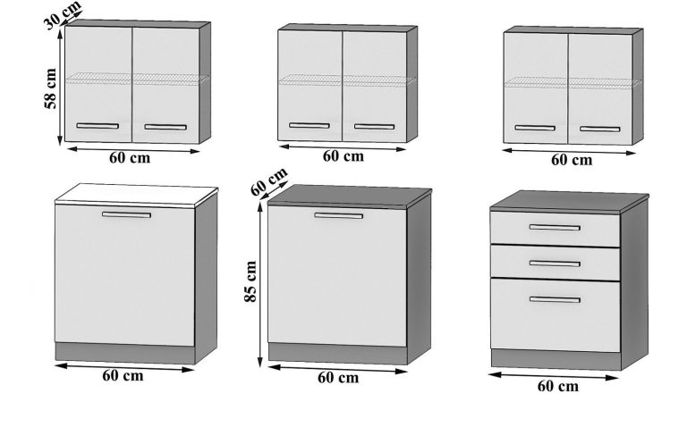 Mobila de bucatarie Belini 180 cm negru lucios fara blat INF SONIK/2/WT/B/BB/D