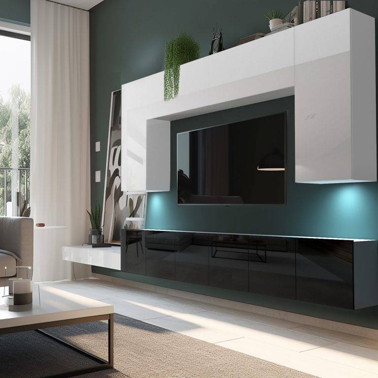 Mobila sufragerie Belini Premium Full Version alb lucios / negru luciu + iluminare LED NEX 2/0/W/WB/0/0/PP