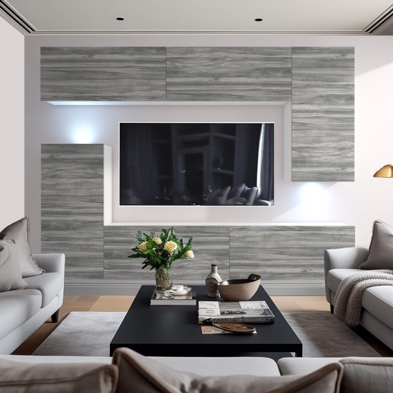 Mobila sufragerie Belini Premium Full Version gri antracit Glamour Wood + iluminare LED NEX 8/0/W/GW1/0/0/PP