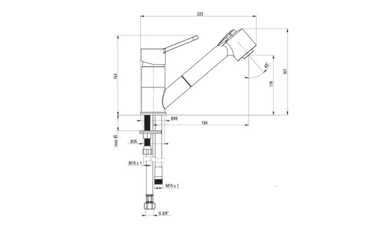 Baterie de bucătărie cu pipa de scurgere extensibila BDN 071M