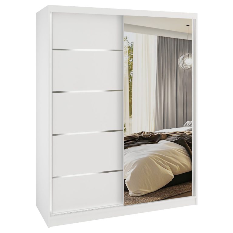 Dressing 133 cm Belini mat alb cu usi glisante cu oglinda si sertare MBP SERENITY SZP6/0/W/W/0/HIAL