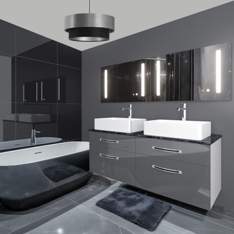 Set mobilier de baie Euphoria gri lucios EUP P 120D/0/W/S/0/BK/MB