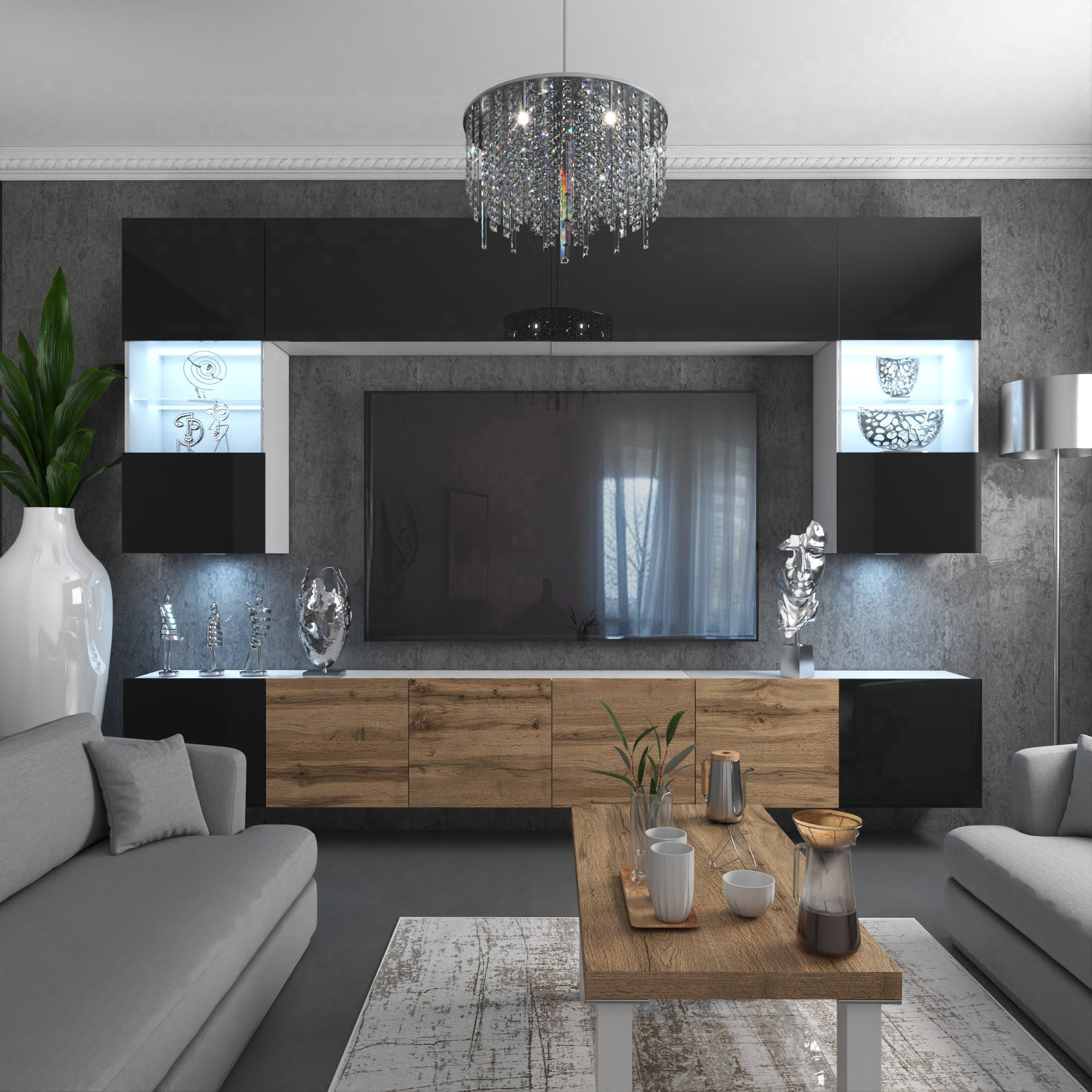 Interior sufragerie cu mobilier din lemn și decor modern