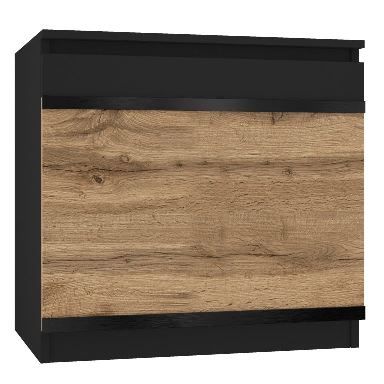 Noptiera Belini Premium Serenity stejar wotan / negru mat SI SERENITY SN1/0/B/DW/0/0/PP