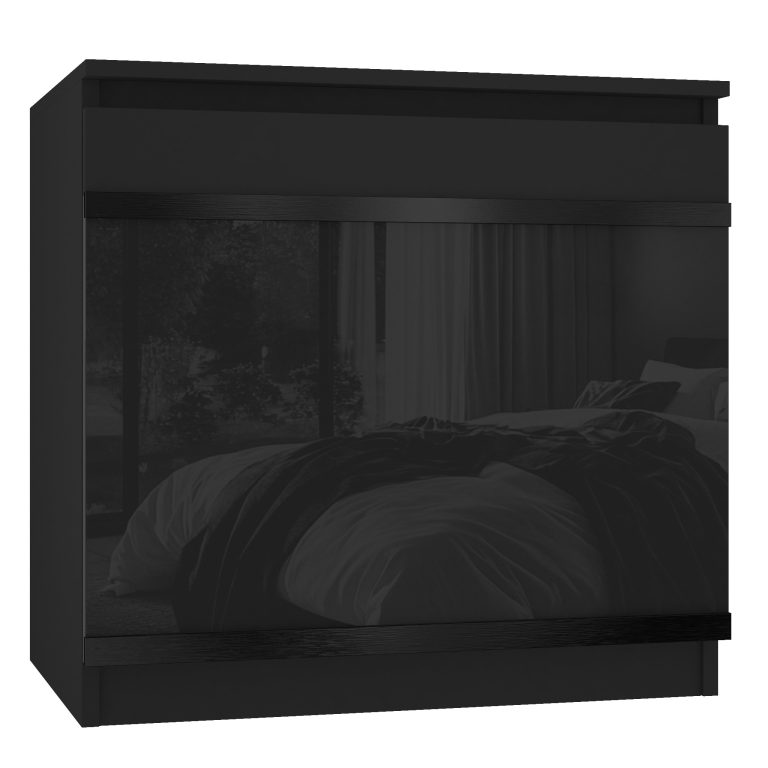 Noptiera Belini Premium Serenity lucios negru / negru mat SI SERENITY SN1/0/B/B/B/0/PP