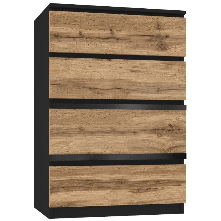 Comodă Belini SERENITY stejar wotan / negru mat SI SERENITY KOM1/0/B/DW/0/0/PP