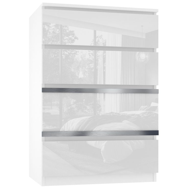 Comodă Belini SERENITY lucios alb / alb mat SI SERENITY KOM1/0/W/W/4W/0/PP