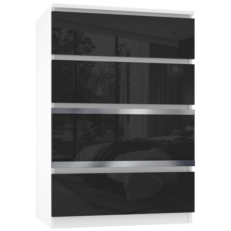Comodă Belini SERENITY lucios negru / alb mat SI SERENITY KOM1/0/W/W/4B/0/PP