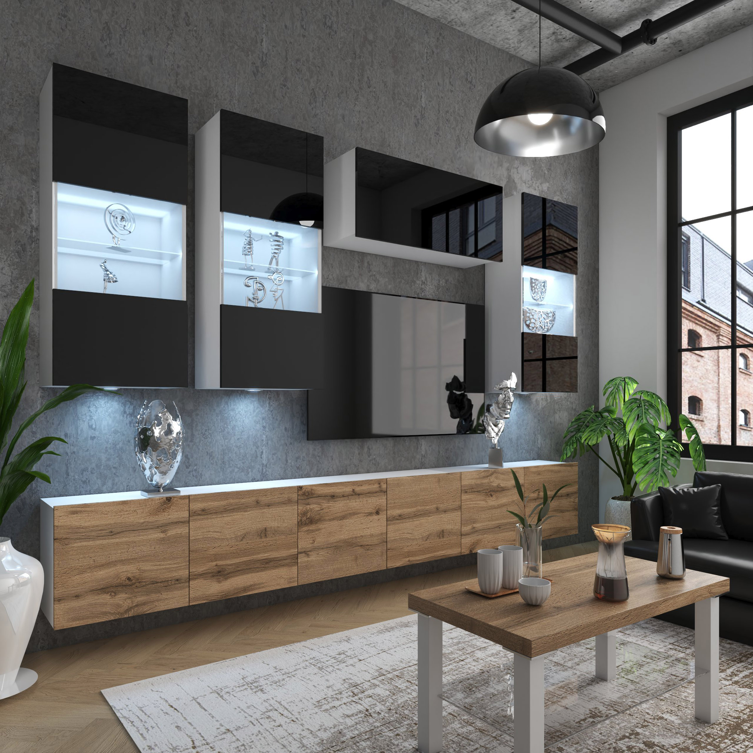 imagini de living cu mobilier modern și detalii unice