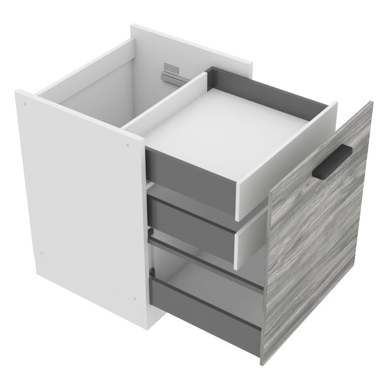 Corp de bucătărie Belini Premium Full Version inferior cu sertare interioare 60 cm gri antracit Glamour Wood fara blat