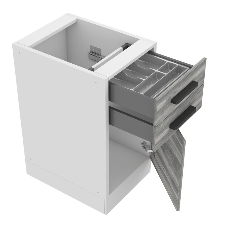 Corp de bucătărie inferior Belini Premium Full Version cu sertare 40 cm gri antracit Glamour Wood fără blat și inserție de tacâmuri