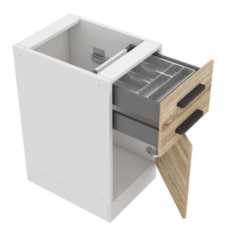 Corp de bucătărie inferior Belini Premium Full Version cu sertare 40 cm stejar sonoma fără blat și inserție de tacâmuri