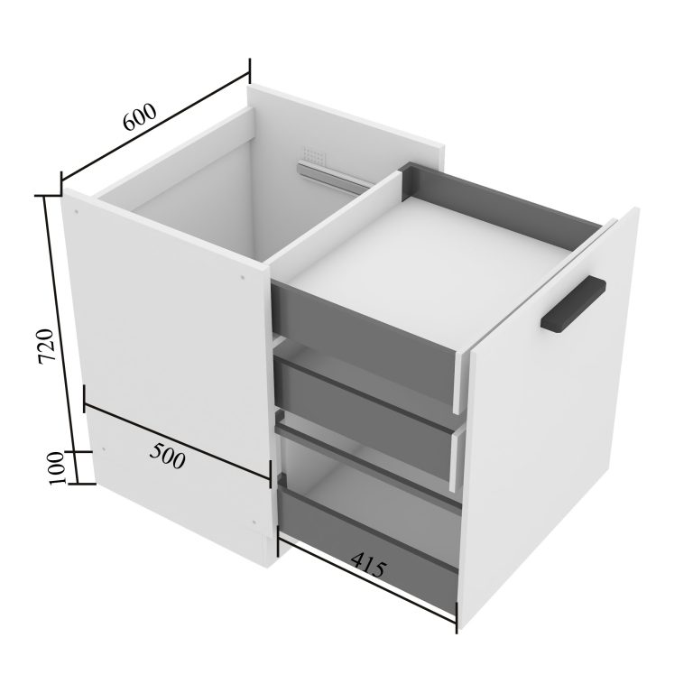 Corp de bucătărie Belini Premium Full Version inferior cu sertare interioare 60 cm gri mat