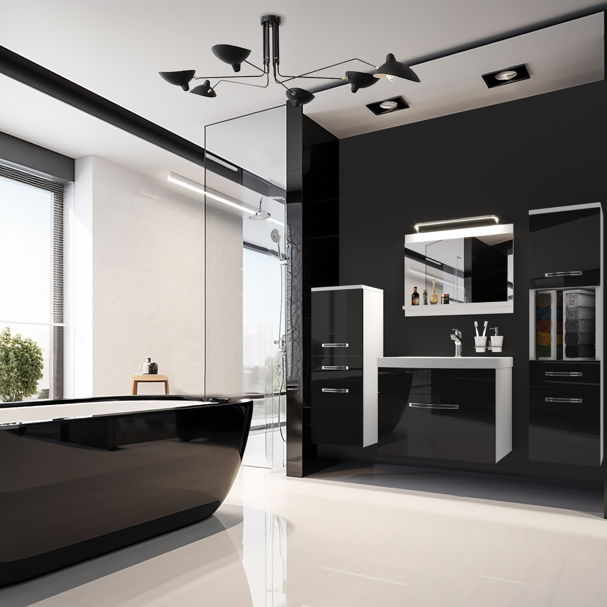 Design modern de baie cu accesorii elegante