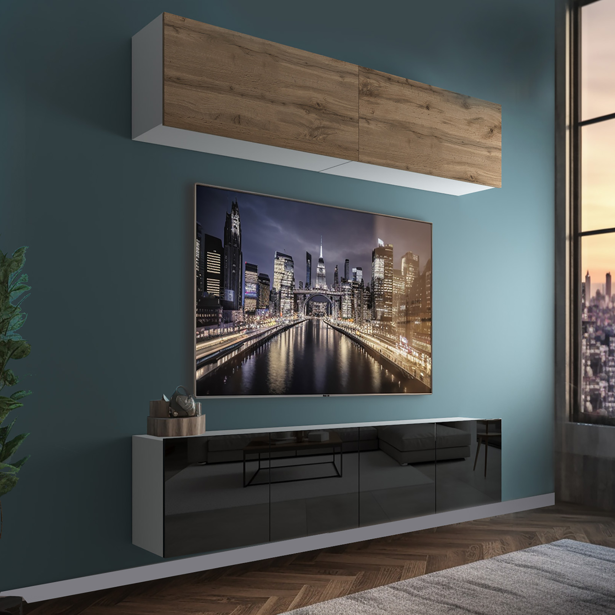 Mobilier modern cu vedere panoramică urbană