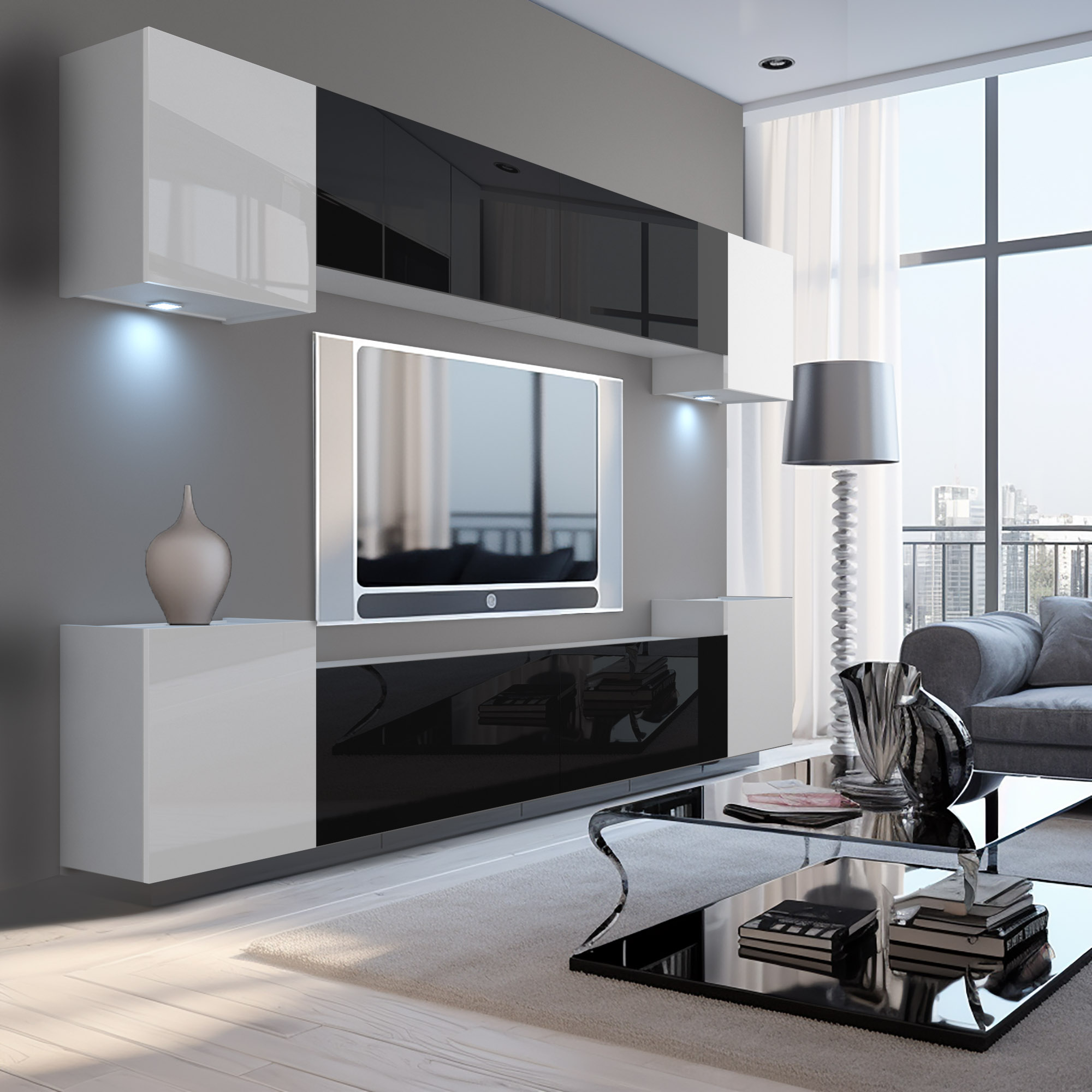 Mobilier elegant cu TV în living