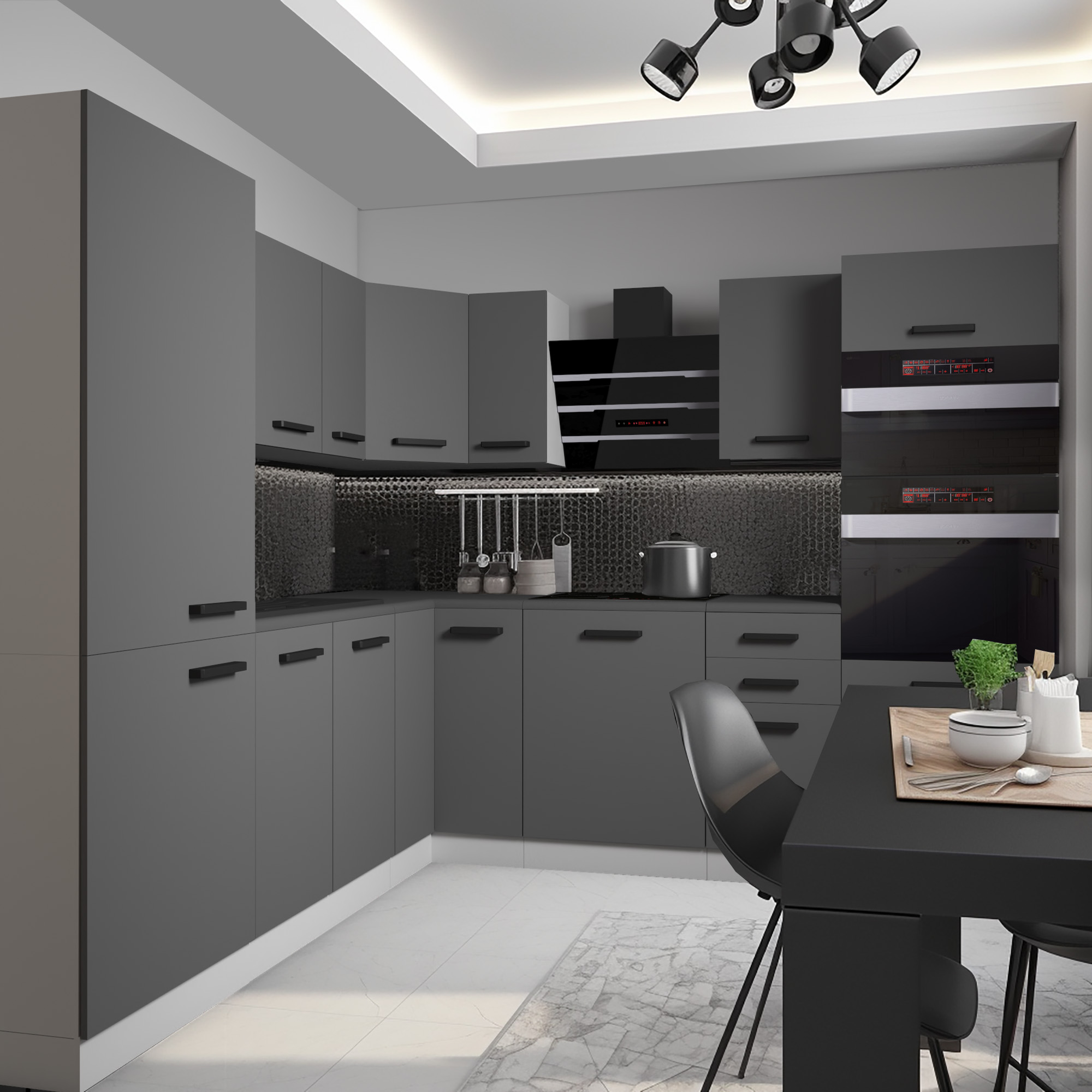 Bucătărie modernă cu mobilier minimalist