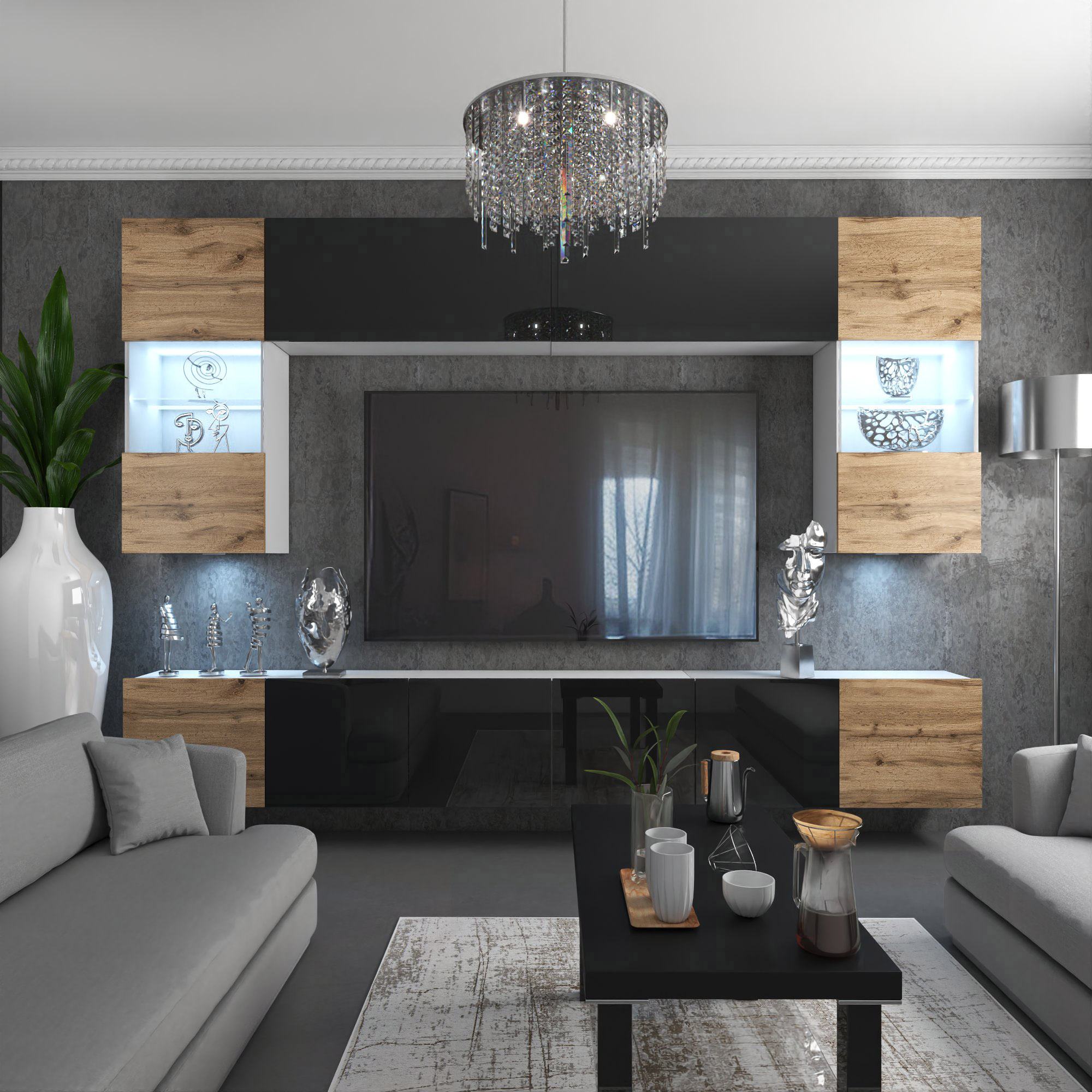 Mobilier de living elegant cu elemente moderne